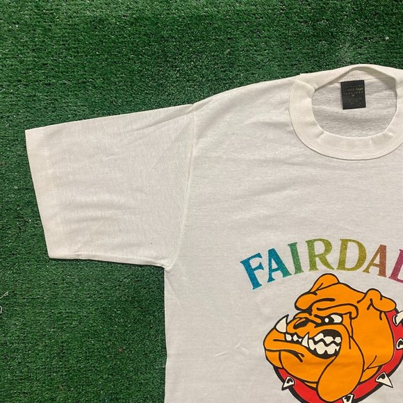 Vintage 80s Bulldog Glitter Shirt Single Stitch Iron On Tee - Picture 2 of 6